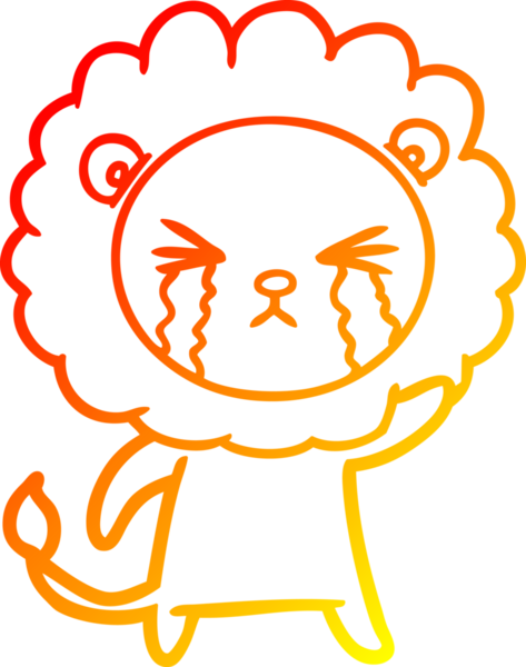 Bir insan tarafından çizilmiş, ağlayan bir aslanın çizgi çizimi.