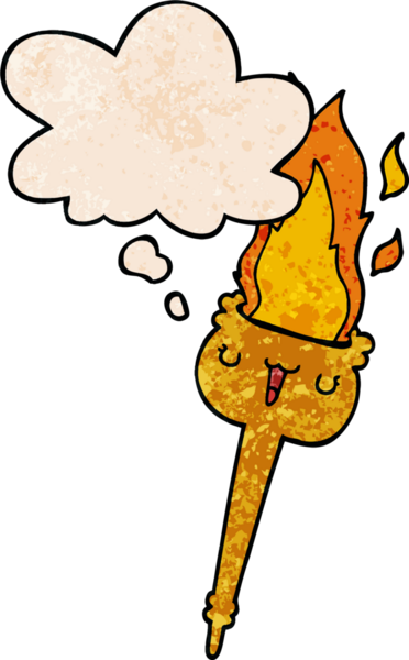 bir insan tarafından çizilmiş grunge desen biçiminde düşünce baloncuğu ile yanan çizgi film meşalesi