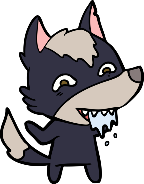 Bir insan tarafından çizilmiş aç kurt çizgi filmi.