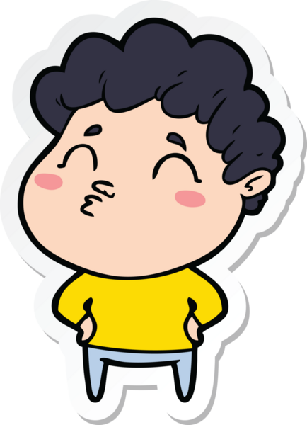 Bir insan tarafından çizilmiş karikatür adamın çıkartması.