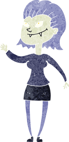 Bir insan tarafından çizilmiş vampir kız çizgi filmi.