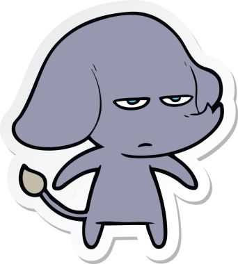 Bir insan tarafından çizilmiş kızgın bir filin çıkartması.