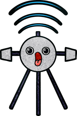 Bir insan tarafından çizilmiş bir uydunun retro grunge desen karikatürü