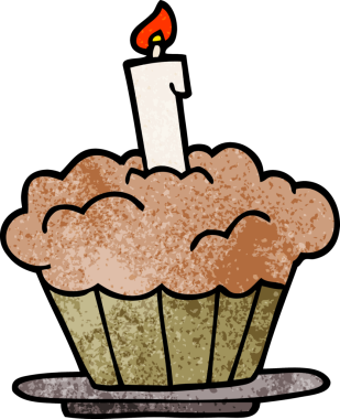 Bir insan tarafından çizilmiş karalama doğum günü pastası.