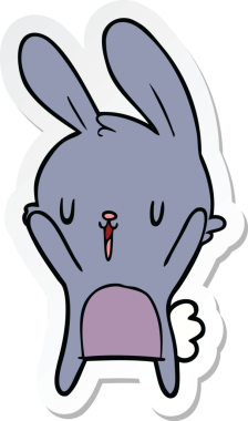 Bir insan tarafından çizilmiş şirin bir tavşanın çıkartması.