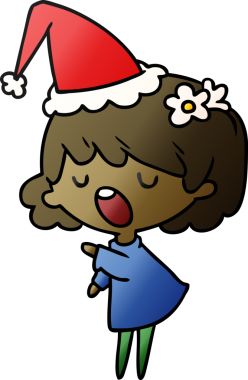 Bir insan tarafından çizilmiş Kawai kızının el çizimi gradyan çizgi filmi.