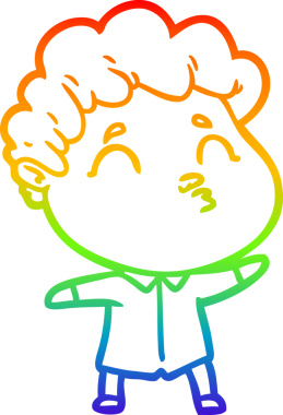 Gökkuşağı gradyan çizgi çizimi bir insan tarafından çizilen bir çizgi film adamı