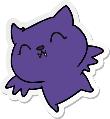 Bir insan tarafından çizilmiş kawaii yarasasının serbest sticker karikatürü.