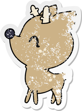 Bir insan tarafından çizilmiş kawai sevimli geyiğinin sıkıntılı karikatür çizimi