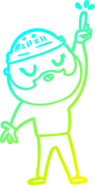 Bir insan tarafından çizilmiş sakallı bir çizgi film karakteri.