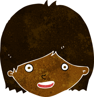 Bir insan tarafından çizilmiş mutlu kadın yüzü.