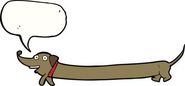 bir insan tarafından çizilmiş konuşma balonlu çizgi film dachshund 'u