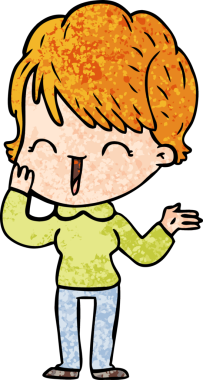 Bir insan tarafından çizilmiş gülen kadın çizgi filmi.