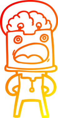 Bir insan tarafından çizilen çizgi film robotunun sıcak çizgi çizimi