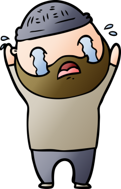 Çizgi film sakallı adam bir insan tarafından çizilmiş ağlıyor.