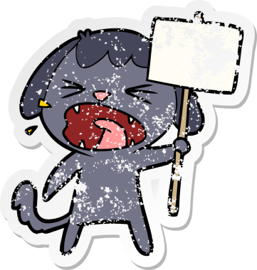 Bir insan tarafından çizilmiş şirin bir köpeğin sıkıntılı çıkartması.