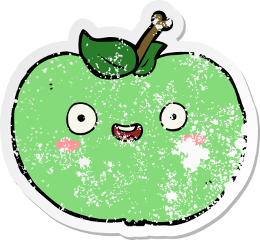 Bir insan tarafından çizilmiş karikatür elmasının sıkıntılı çıkartması.