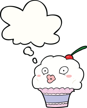 Bir insan tarafından çizilmiş düşünce balonlu kek.