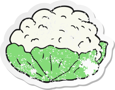 Bir insan tarafından çizilmiş karnabahar çizgi filminin kederli retro yapıştırması.