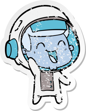 Bir insan tarafından çizilmiş mutlu bir astronotun sıkıntılı çıkartması.