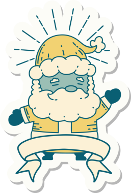 Bir insan tarafından çizilmiş dövme stili Noel Baba karakterinin çıkartması.