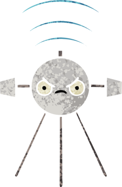 Bir insan tarafından çizilmiş bir uydunun retro çizim tarzı karikatürü