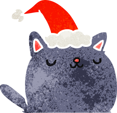 Bir insan tarafından çizilmiş kawaii kedisinin eski bir karikatürü.