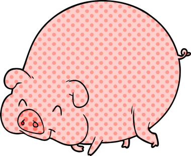 Bir insan tarafından çizilmiş çizgi film domuzu.