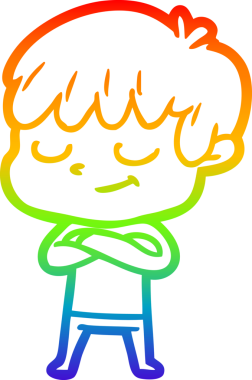 gökkuşağı gradyan çizgi çizimi bir insan tarafından çizilmiş mutlu bir çocuk