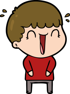 Bir insan tarafından çizilmiş gülen karikatür adam.