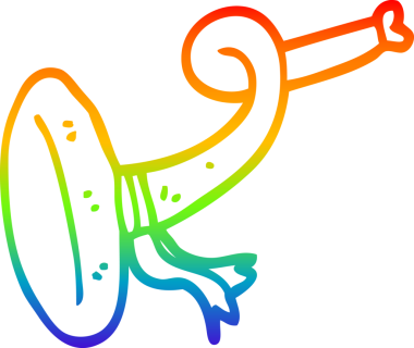 Bir insan tarafından çizilen kıvrımlı boynuz enstrümanının çizimi.