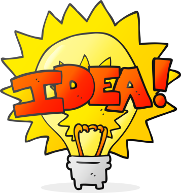 Bir insan tarafından çizilmiş serbest çizim çizgi film fikri ampul sembolü