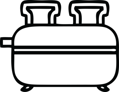 Bir insan tarafından çizilmiş bir tost makinesinin çizgi çizimi.