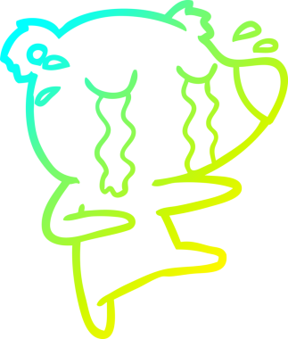 Bir insan tarafından çizilmiş ağlayan bir ayının soğuk çizgi çizimi.