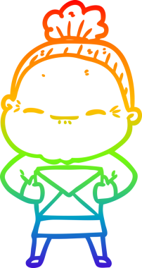 Gökkuşağı gradyan çizimi bir insan tarafından çizilmiş barışçıl yaşlı bir kadının çizimi