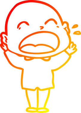 Bir insan tarafından çizilmiş kel adam diye bağıran çizgi film çizimi.