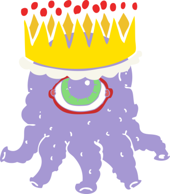 Bir insan tarafından çizilmiş uzaylı kralın düz renk çizimi