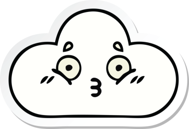 Bir insan tarafından çizilmiş şirin beyaz bulut etiketi.