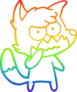 Gökkuşağı gradyan çizgi çizimi bir insan tarafından çizilmiş bir tilki