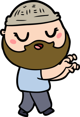 Bir insan tarafından çizilmiş sakallı bir çizgi film adamı.