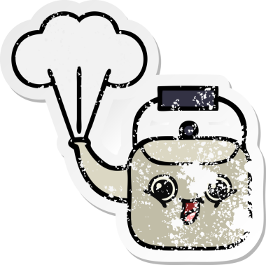 Bir insan tarafından çizilmiş dumanı tüten tatlı bir karikatür çıkartması.