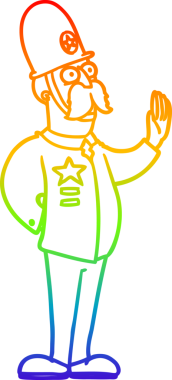 Gökkuşağı gradyan çizgisi bir çizgi polis memuru bir insan tarafından durdurma hareketi çiziyor