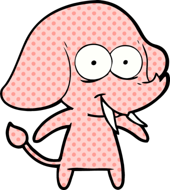 Bir insan tarafından çizilmiş mutlu bir fil.