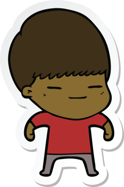 Bir insan tarafından çizilmiş kendini beğenmiş bir çocuğun çıkartması.