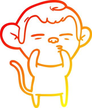 Bir insan tarafından çizilmiş şüpheli bir maymunun sıcak çizgi çizimi