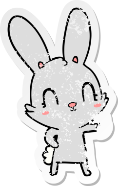 Bir insan tarafından çizilmiş şirin bir tavşanın sıkıntılı çıkartması.