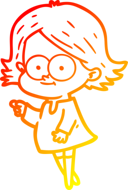 Bir insan tarafından çizilmiş mutlu bir çizgi film kızı çizimi