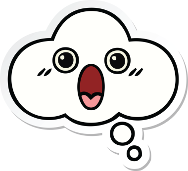 Bir insan tarafından çizilmiş şirin bir düşünce baloncuğunun çıkartması.