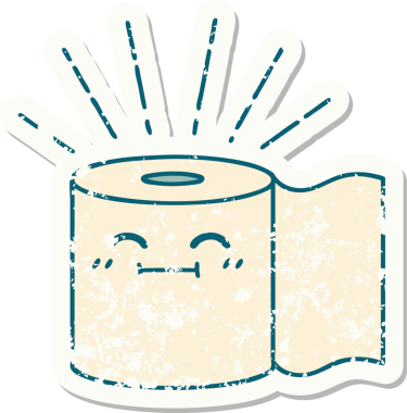 Bir insan tarafından çizilmiş eski bir dövme stili tuvalet kağıdı çıkartması.