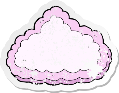 Bir insan tarafından çizilmiş karikatür dekoratif bulutunun gerilemiş yapıştırması.